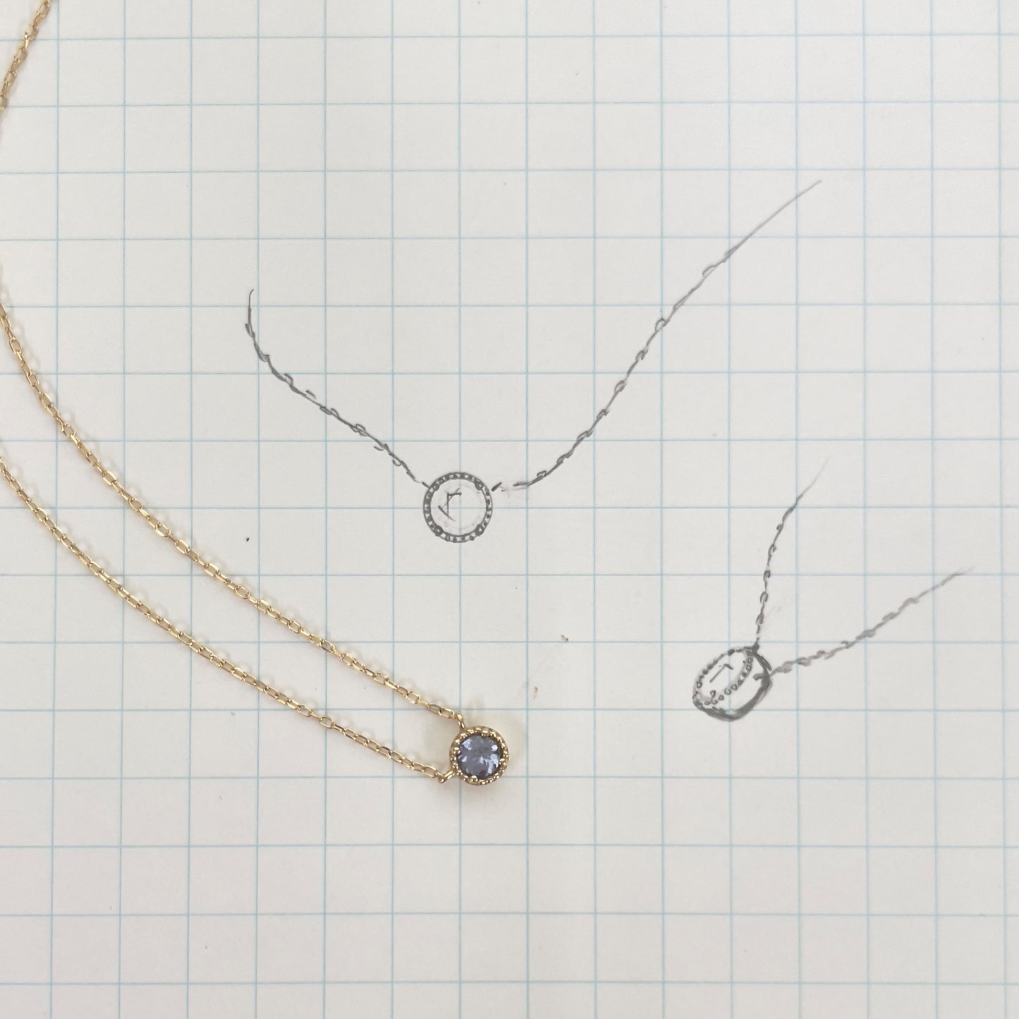 タンザナイト ミルグレインネックレス K10YG