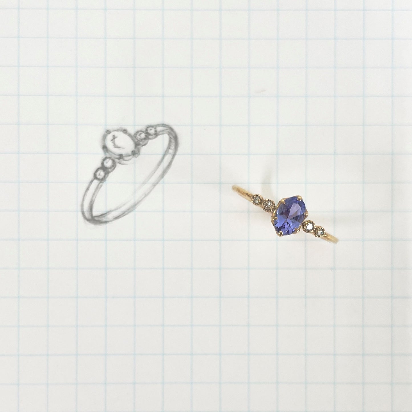 タンザナイト×ダイヤモンド0.03ct リング K10YG