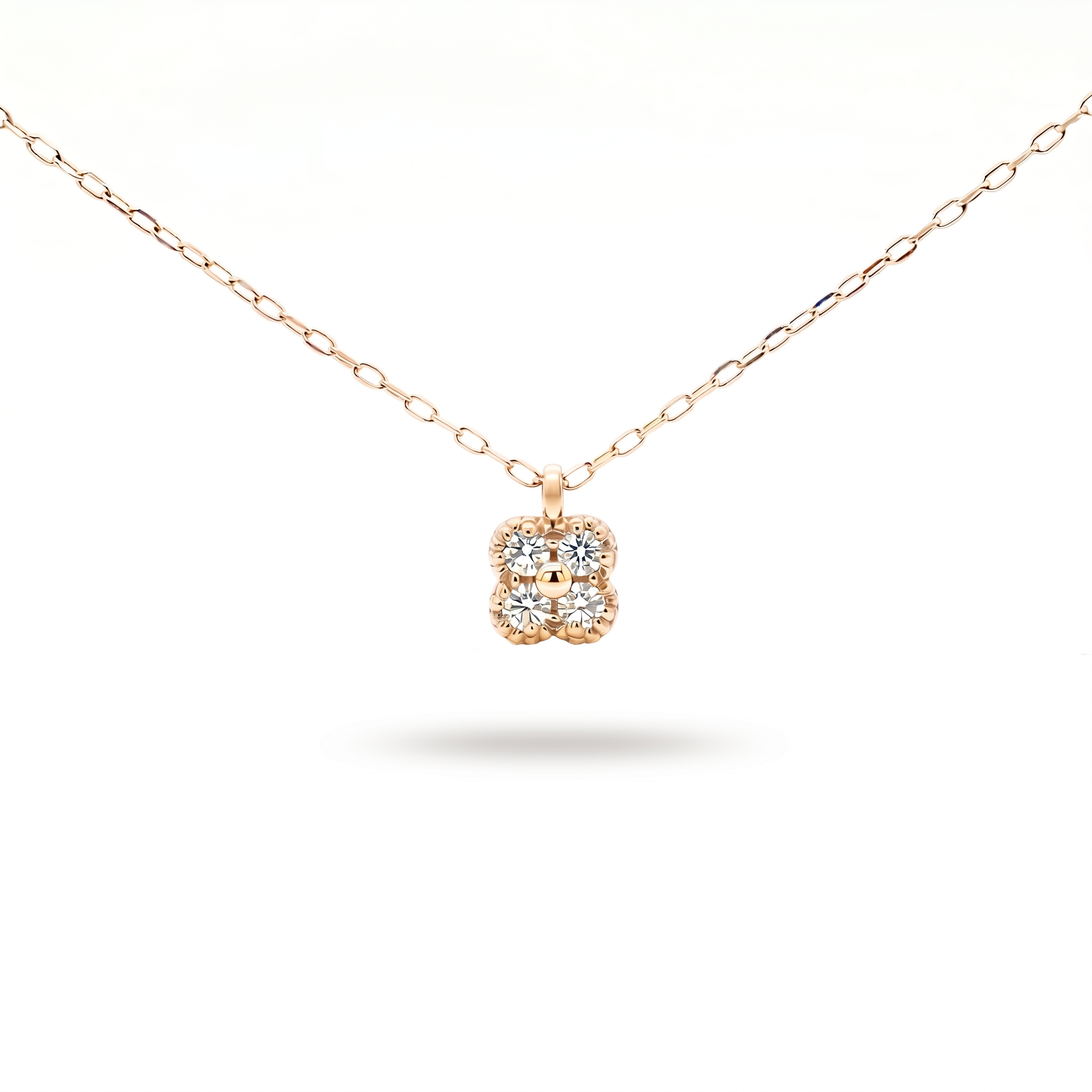 ダイヤモンド0.05ct クローバーネックレス K10YG