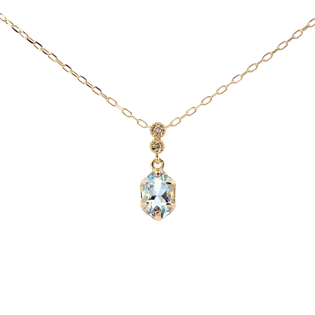 アクアマリン×ダイヤモンド0.01ct ネックレス K10YG – 12story アクアマリン×ダイヤモンド0.01ct ネックレス K10YG – 12story