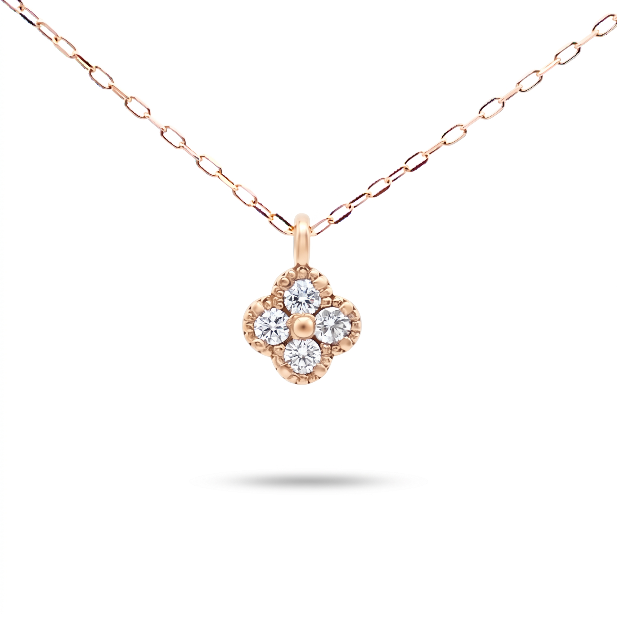 ダイヤモンド 0.13ct クローバーネックレス K18YG