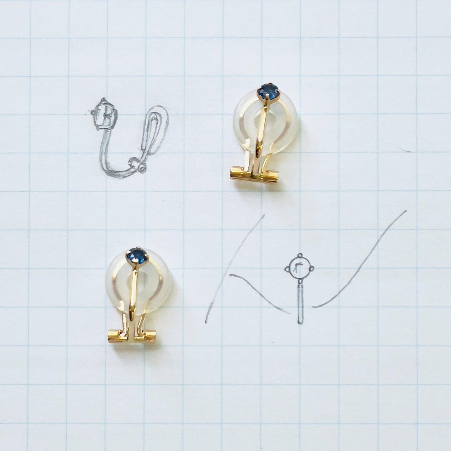 サファイア イヤリング K10YG