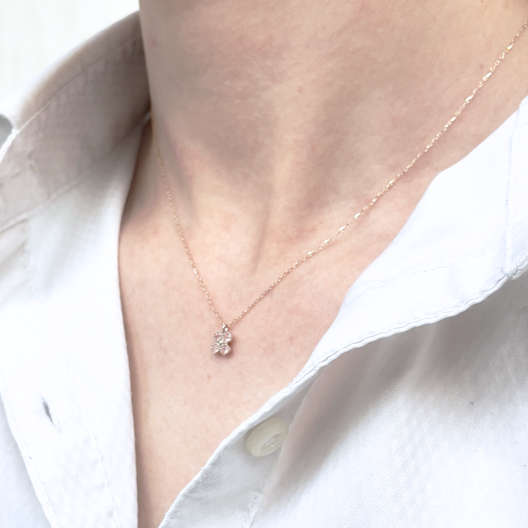 ロードクロサイト クローバーネックレス K10PG