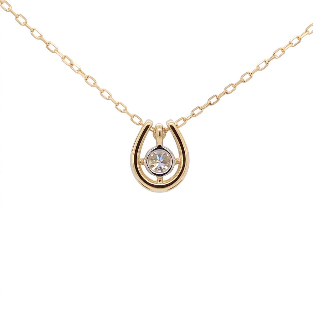 ダイヤモンド0.10ct ホースシューネックレス K10YG