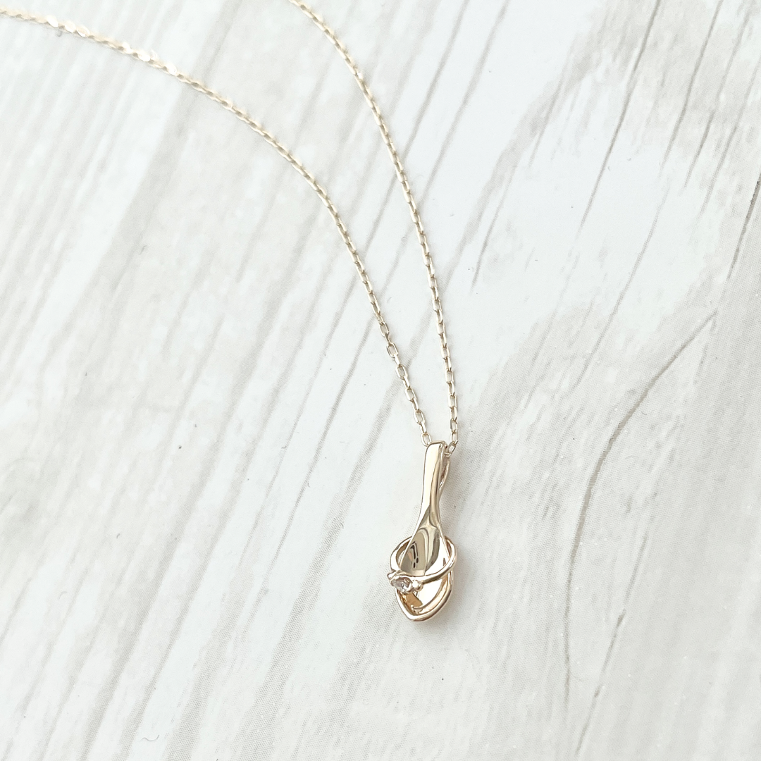 ダイヤモンド スプーンネックレス K10YG