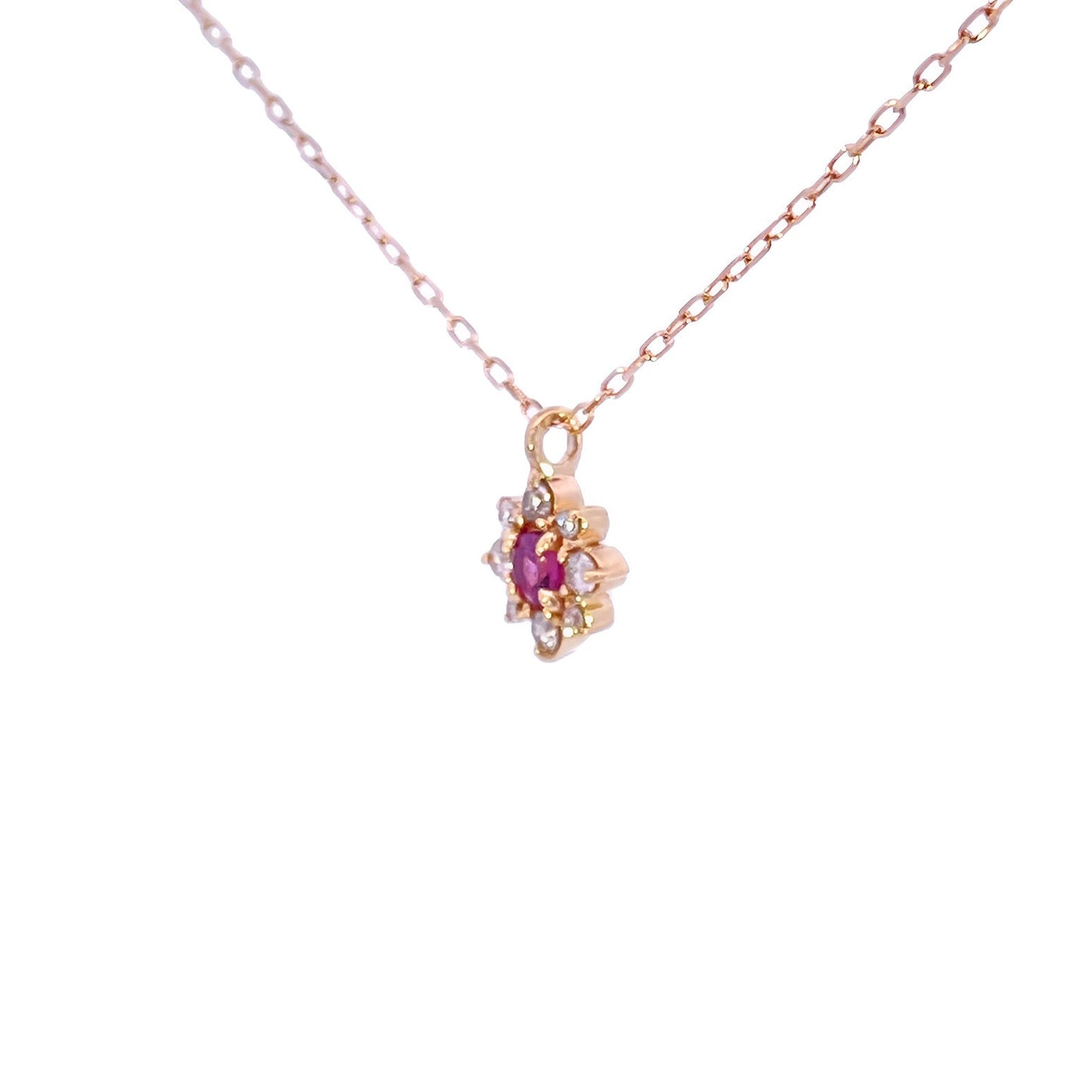 ロードライトガーネット×ダイヤモンド0.07ct ネックレス K18YG