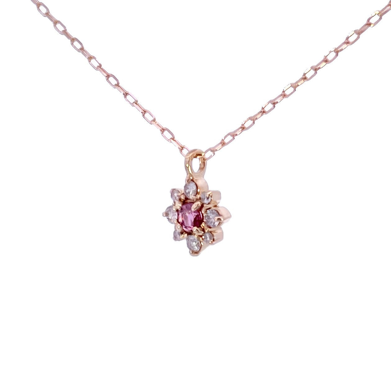 ピンクトルマリン×ダイヤモンド0.07ct ネックレス K18YG