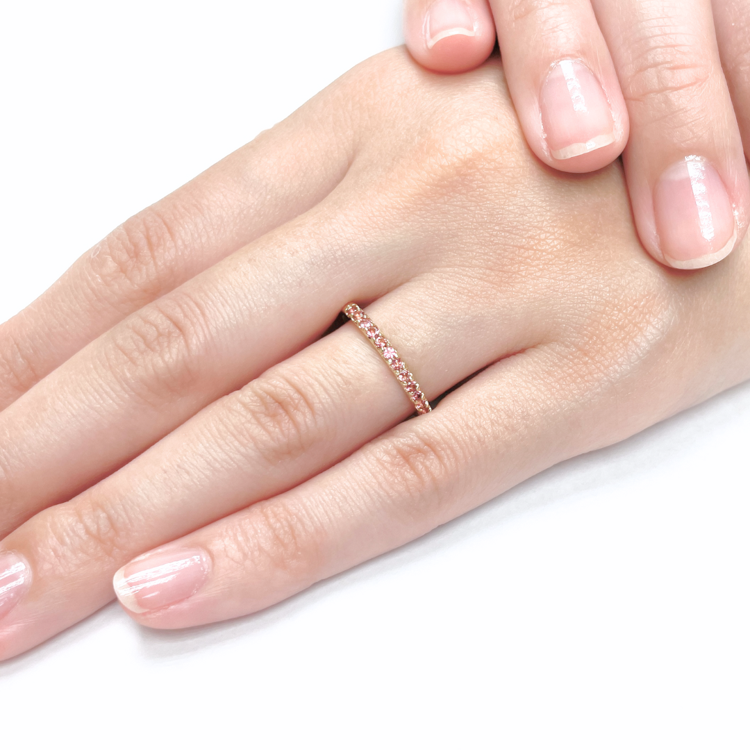 ピンクトルマリン ハーフエタニティ リング K10YG