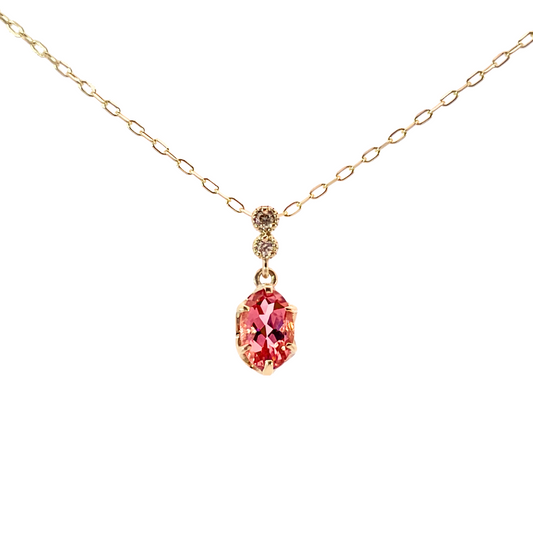 ピンクトルマリン×ダイヤモンド0.01ct ネックレス K10YG