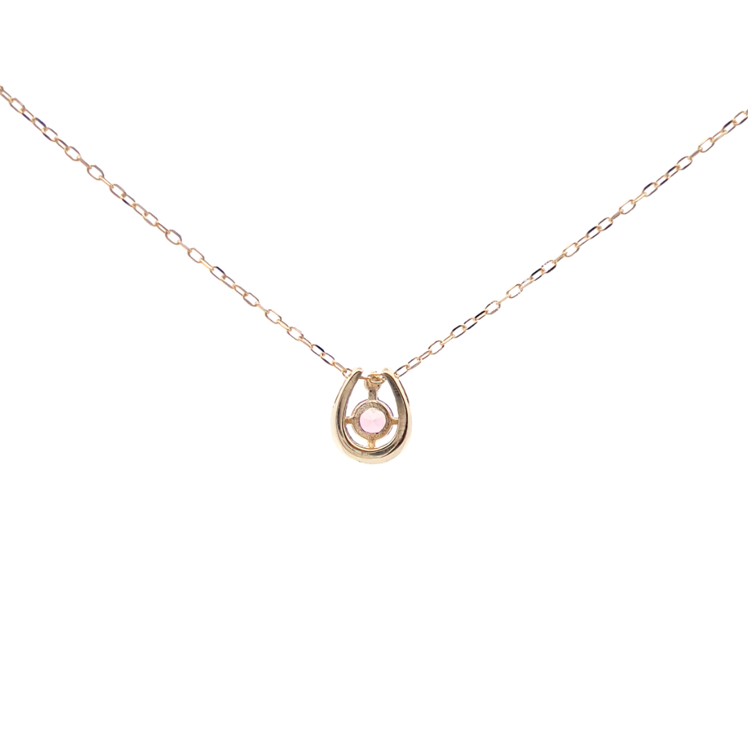 ピンクトルマリン×ダイヤモンド0.01ct ホースシューネックレス K10YG