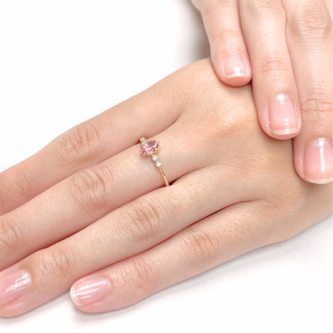 ピンクトルマリン×ダイヤモンド0.03ct リング K10YG