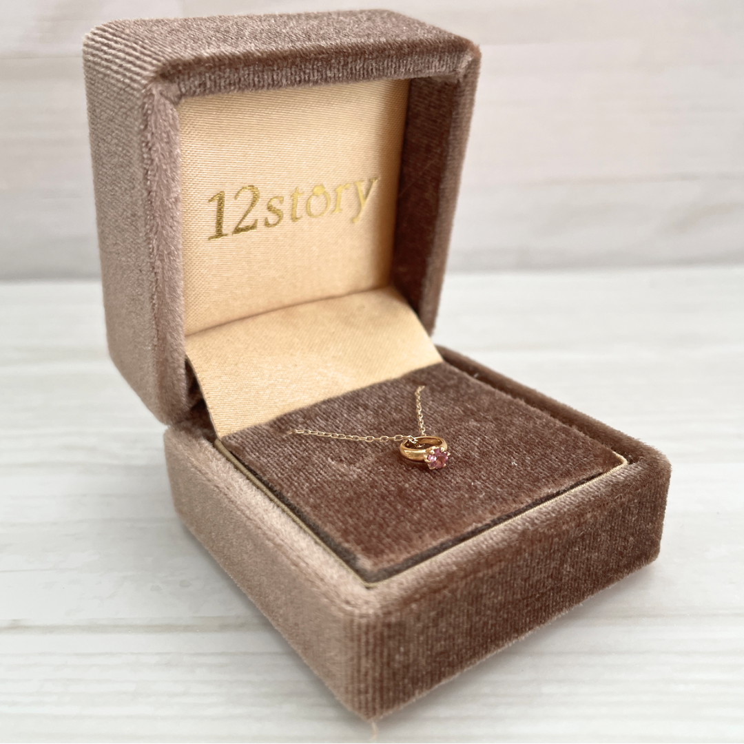 ピンクトルマリン ベビーリングネックレス K10YG