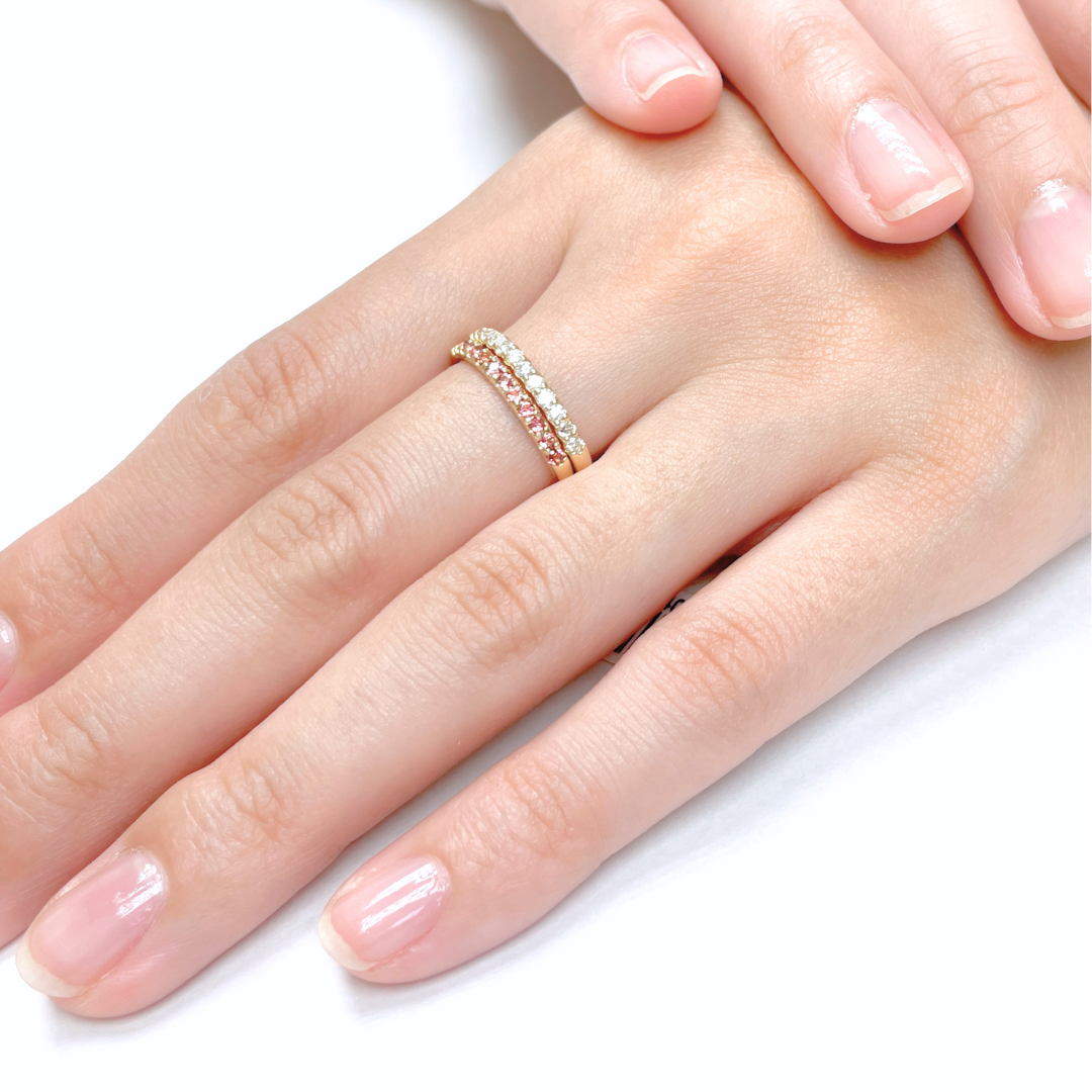 ピンクトルマリン ハーフエタニティ リング K10YG