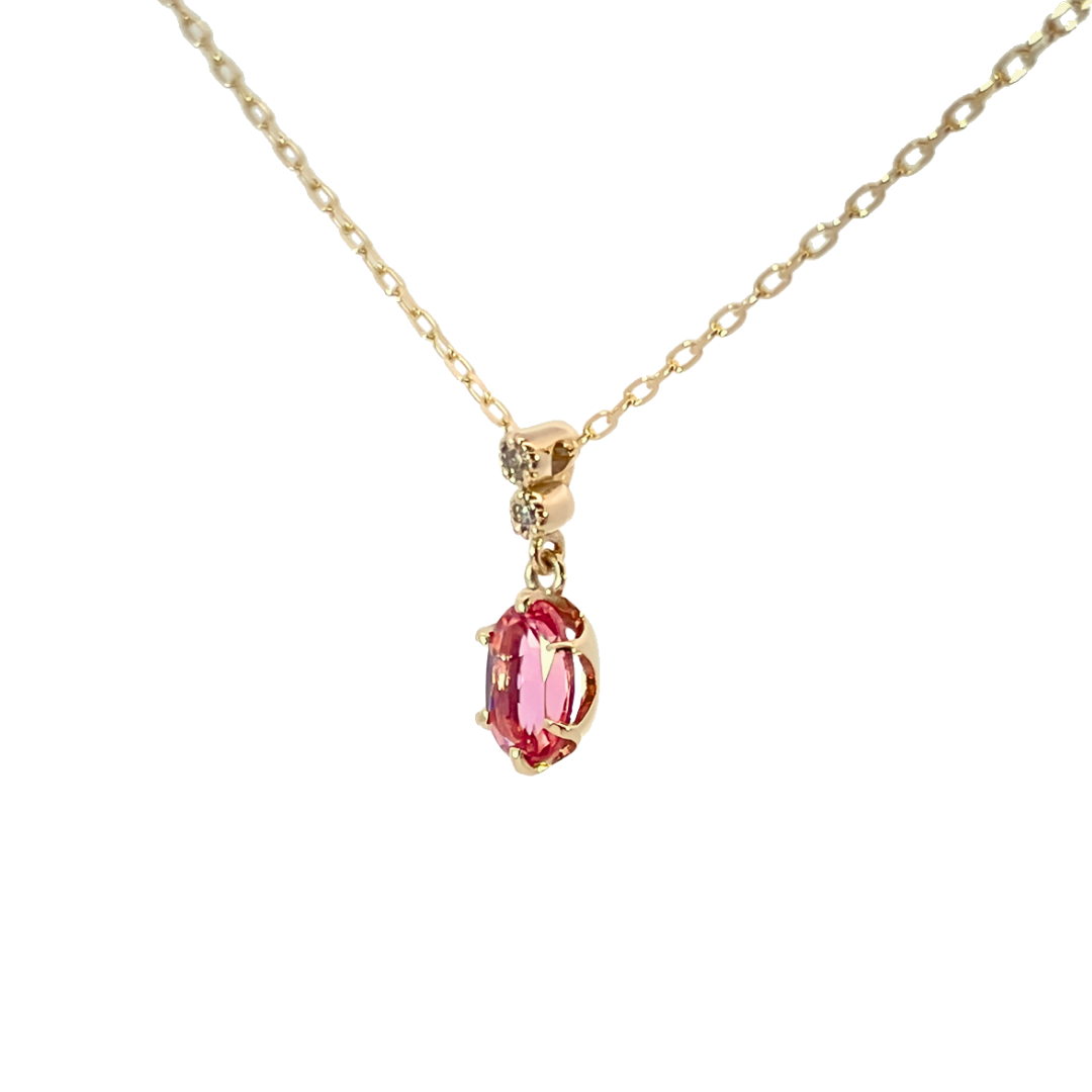 ピンクトルマリン×ダイヤモンド0.01ct ネックレス K10YG