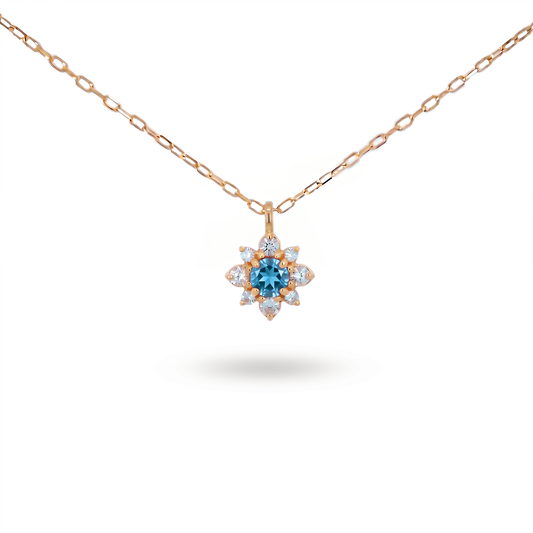 ブルートパーズ×ダイヤモンド0.07ct ネックレス K18YG