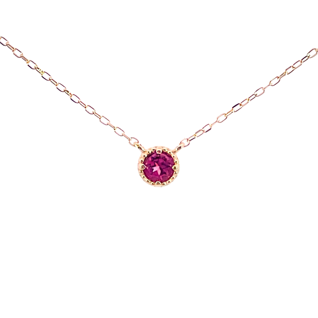 ピンクトルマリン ミルグレインネックレス K10YG
