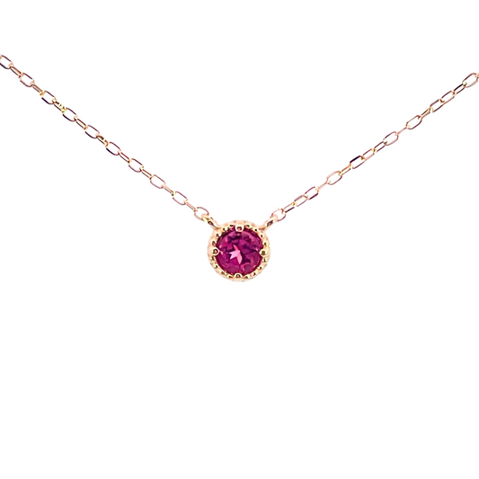 ピンクトルマリン ミルグレインネックレス K10YG
