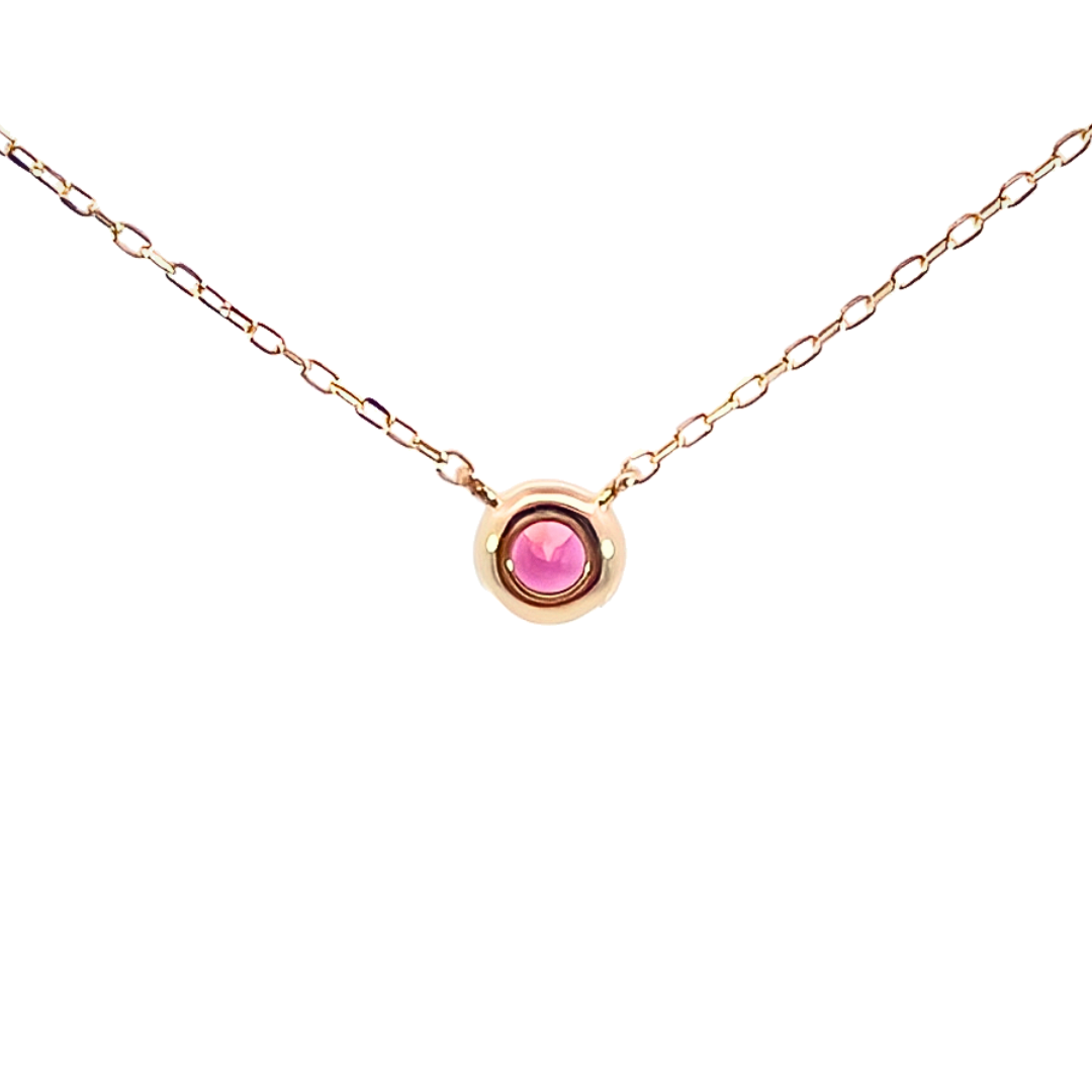 ピンクトルマリン ミルグレインネックレス K10YG
