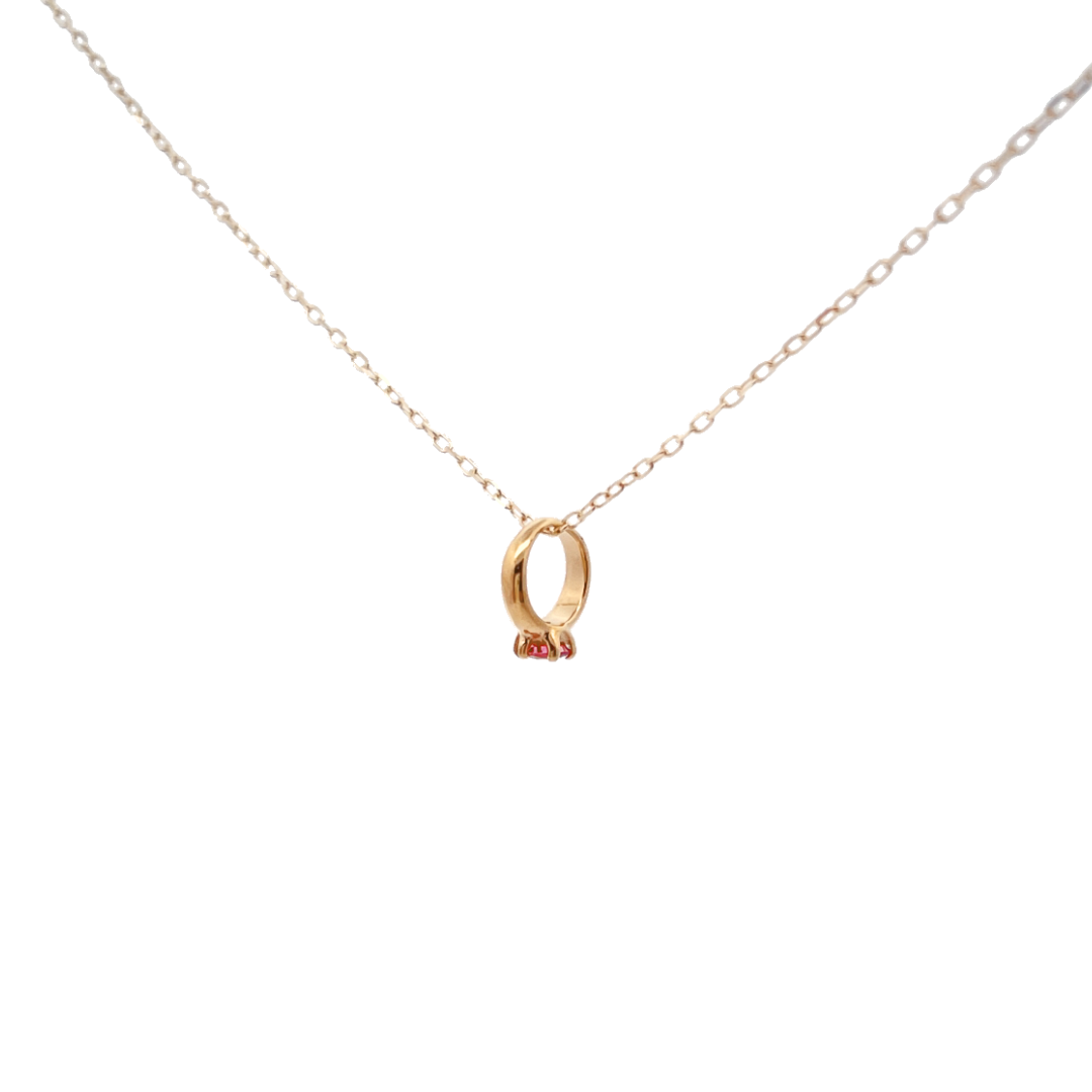 ピンクトルマリン ベビーリングネックレス K10YG
