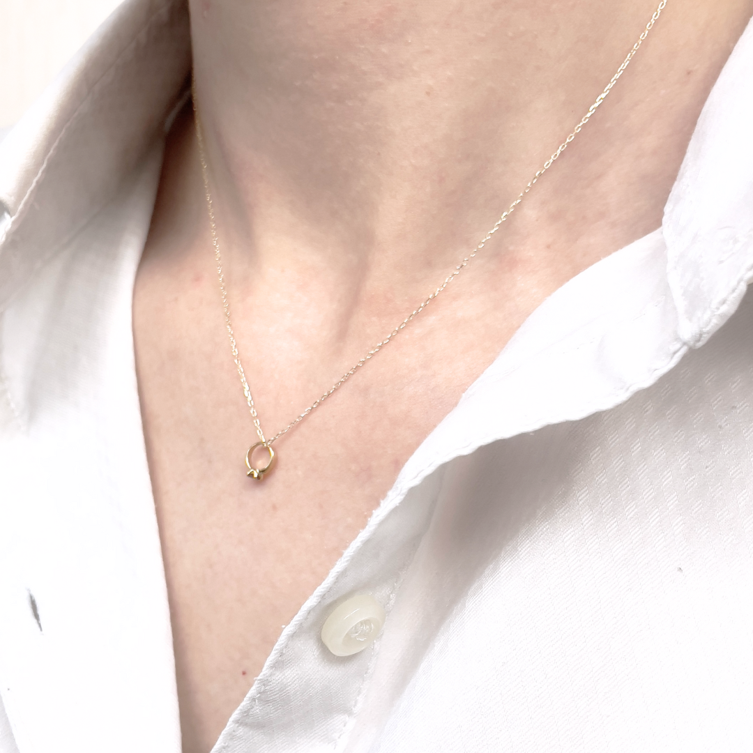 ピンクトルマリン ベビーリングネックレス K10YG