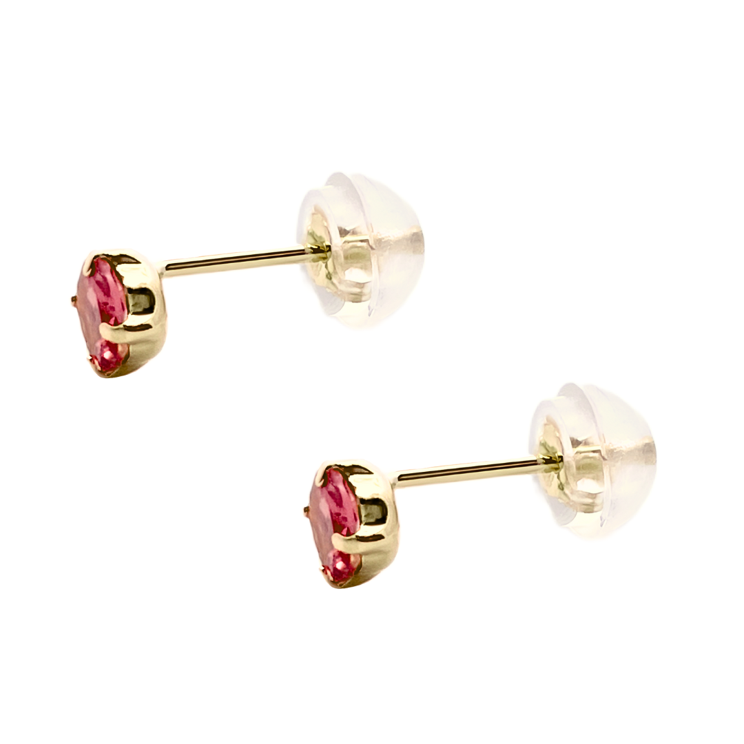 ピンクトルマリン　ラウンドカット　 スタッドピアス　 K18YG
