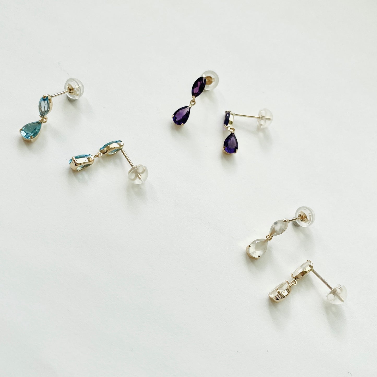 アメジスト　ツインドロップ　ピアス　K10YG