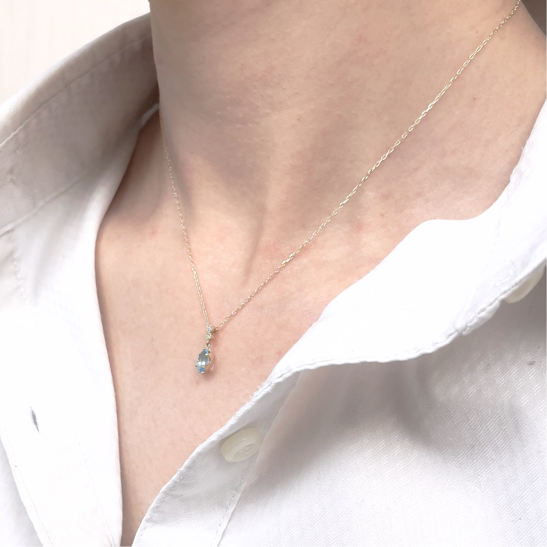 ブルートパーズ×ダイヤモンド0.01ct ネックレス K10YG