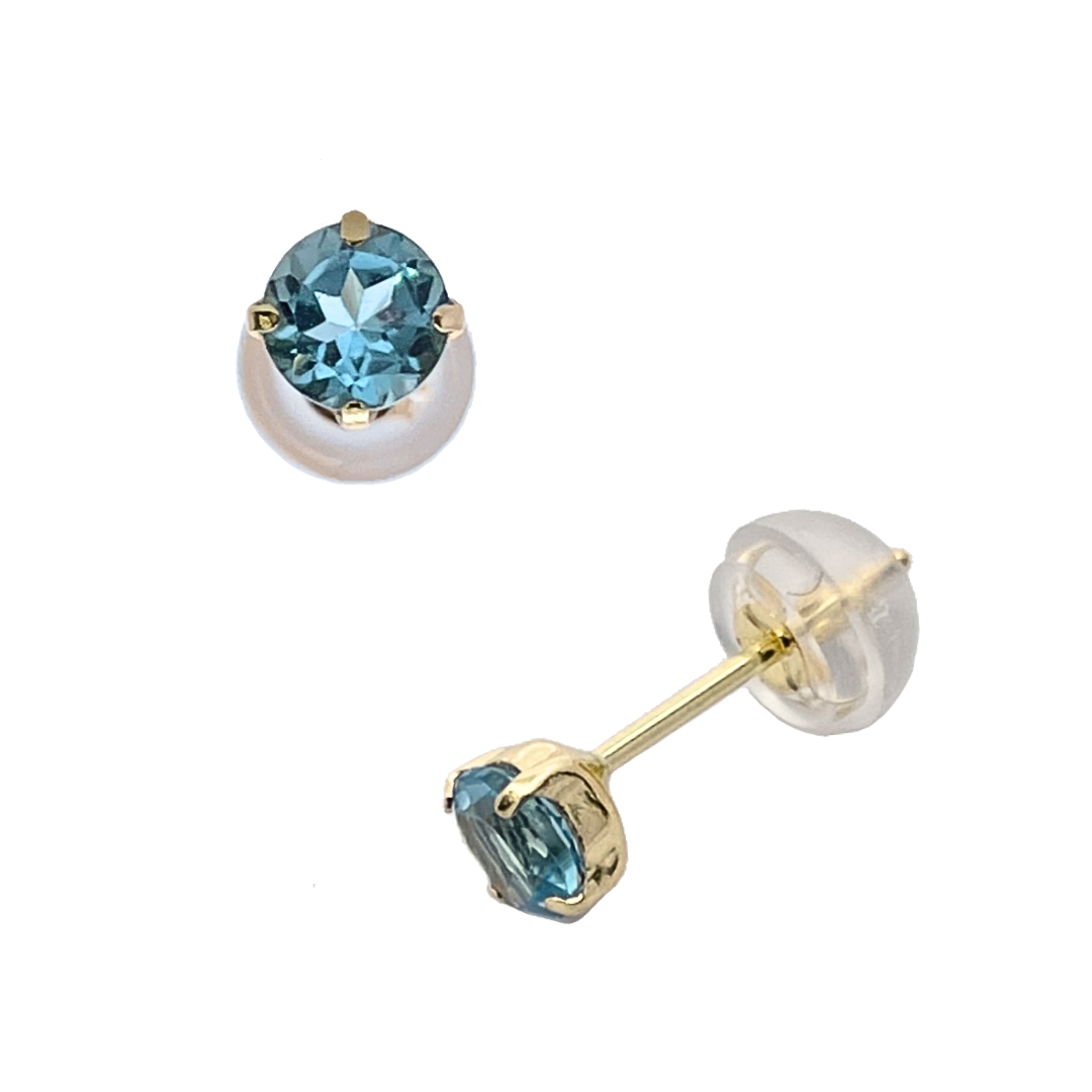 ブルートパーズ 　ラウンドカット　スタッドピアス　 K18YG