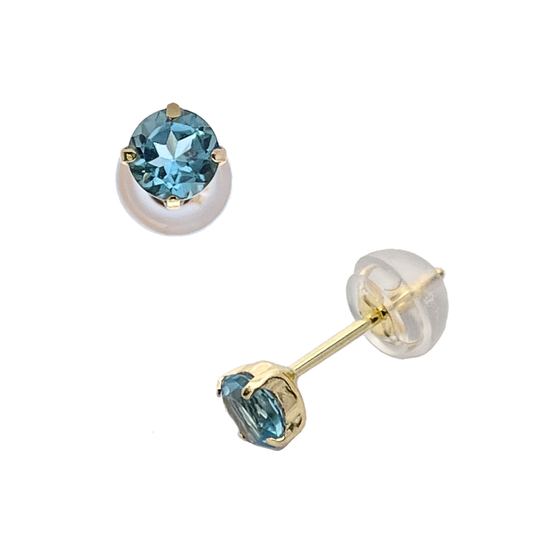 ブルートパーズ 　ラウンドカット　スタッドピアス　 K18YG