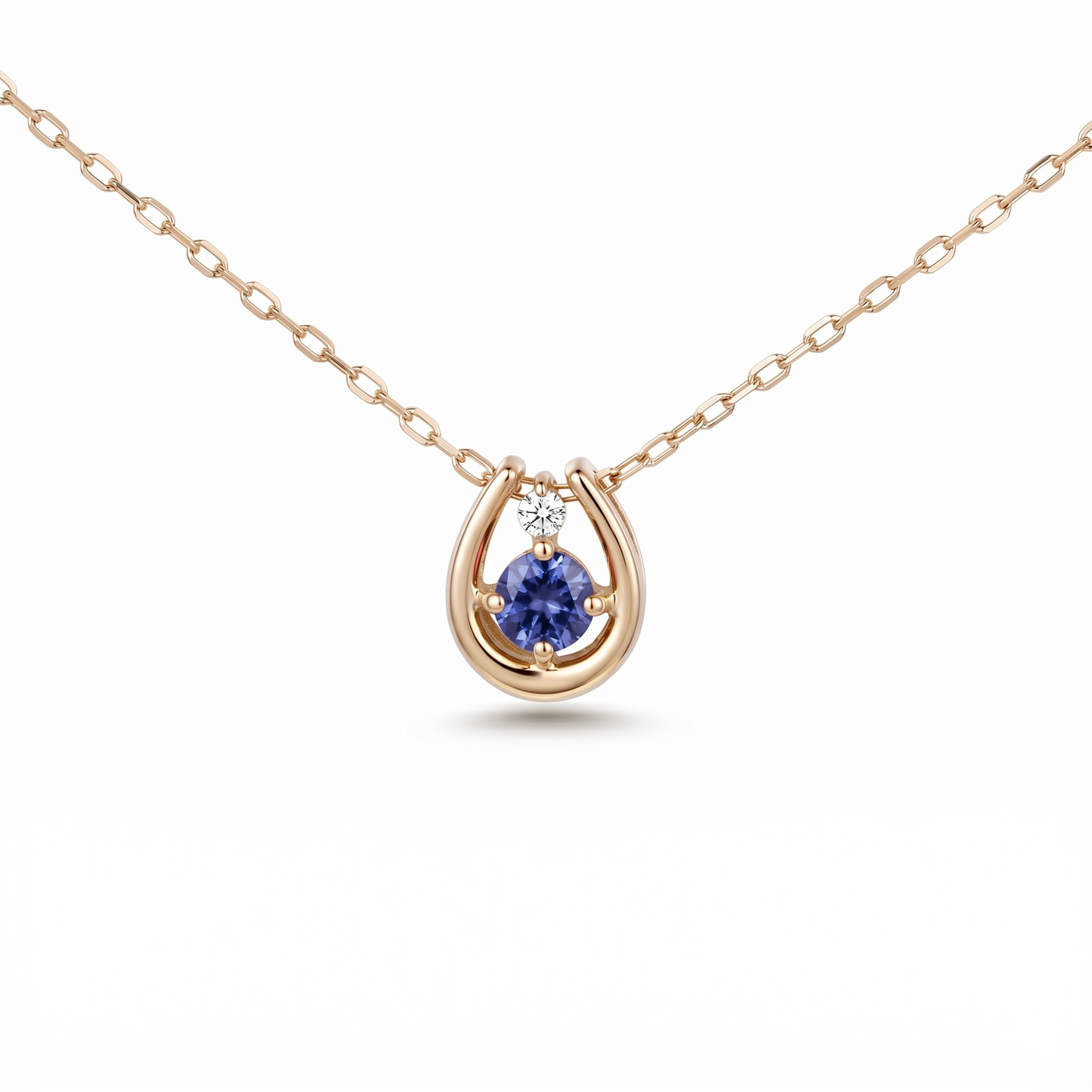 タンザナイト×ダイヤモンド0.01ct ホースシューネックレス K10YG