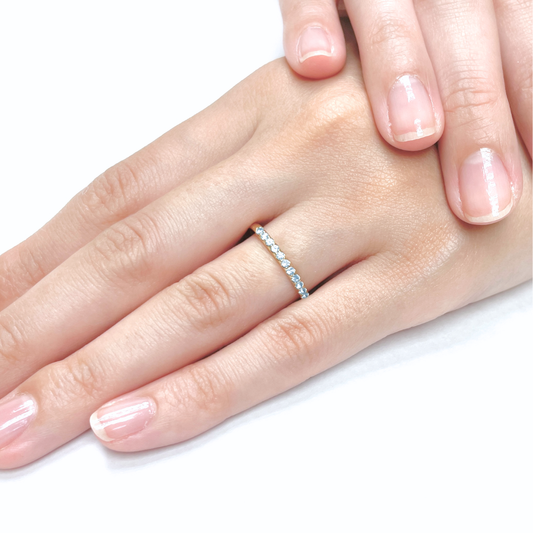 ブルートパーズ ハーフエタニティ リング K10YG