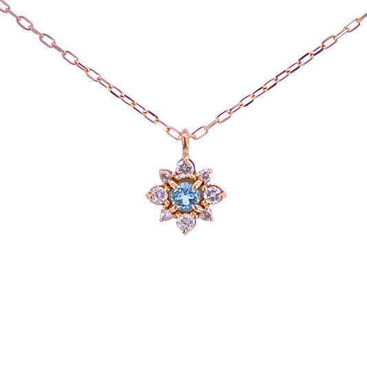 ブルートパーズ×ダイヤモンド0.07ct ネックレス K18YG