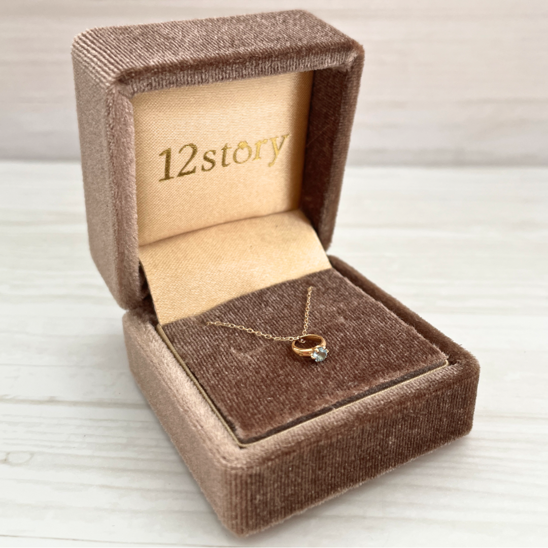 ブルートパーズ ベビーリングネックレス K10YG