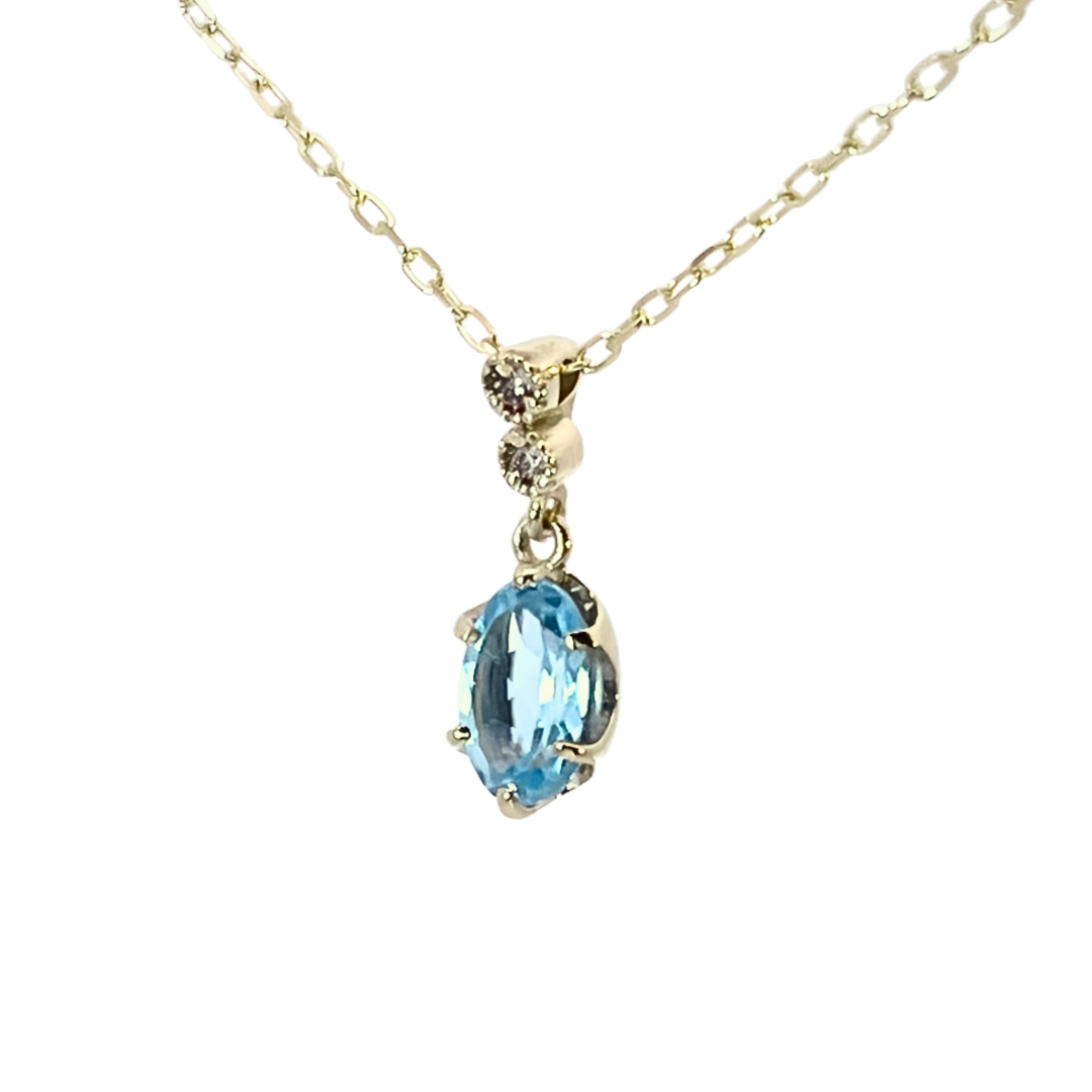 ブルートパーズ×ダイヤモンド0.01ct ネックレス K10YG