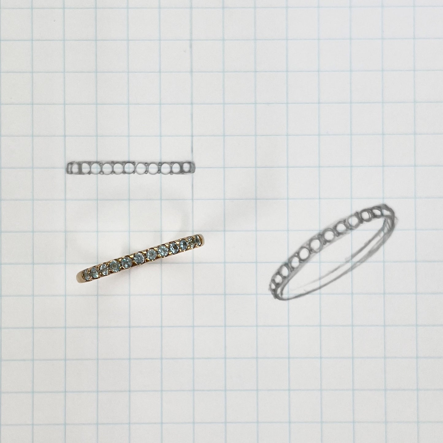 ブルートパーズ ハーフエタニティ リング K10YG