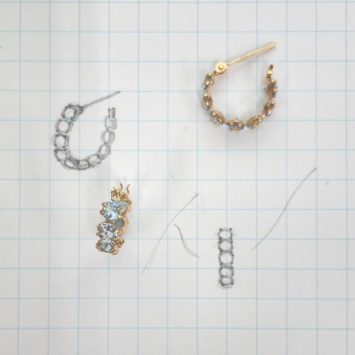 ブルートパーズ フープピアス K10YG