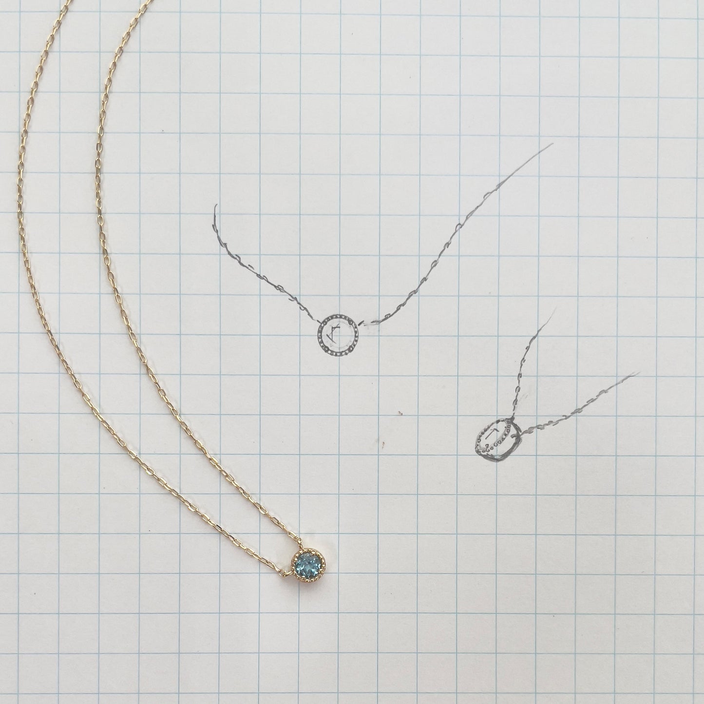 ブルートパーズ ミルグレインネックレス K10YG