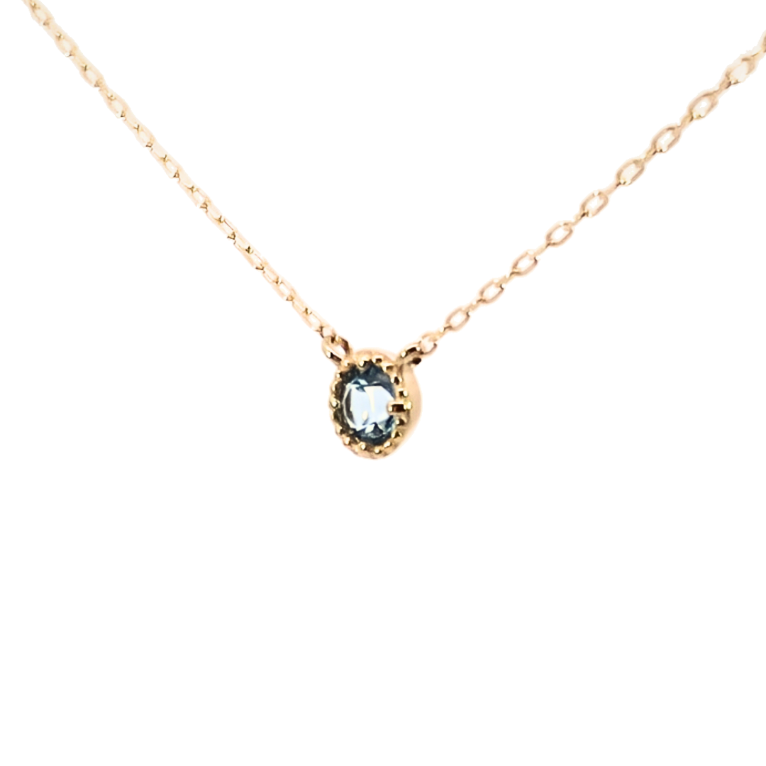 ブルートパーズ ミルグレインネックレス K10YG