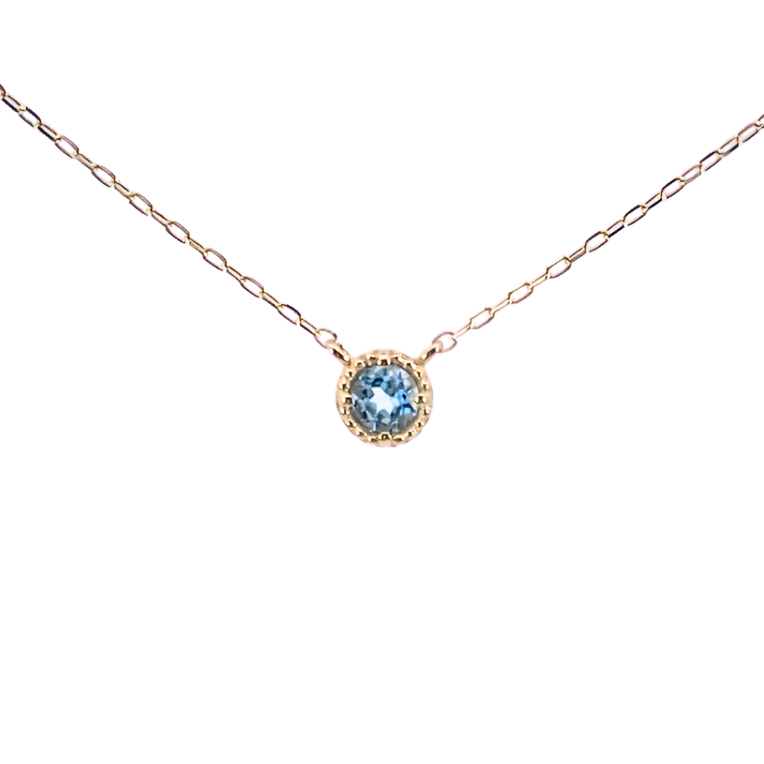 ブルートパーズ ミルグレインネックレス K10YG