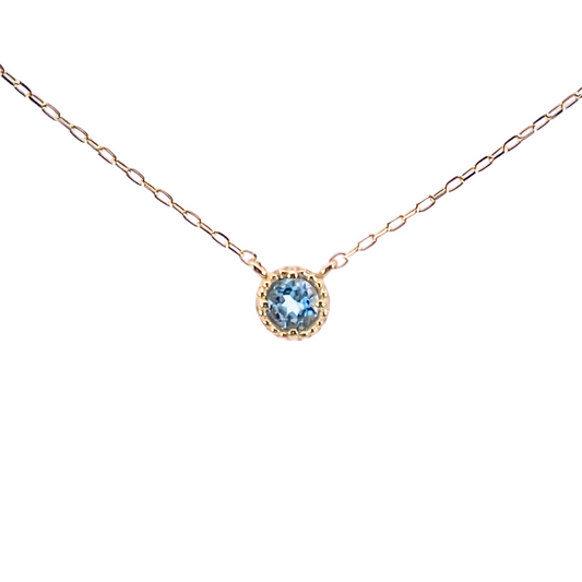 ブルートパーズ ミルグレインネックレス K10YG