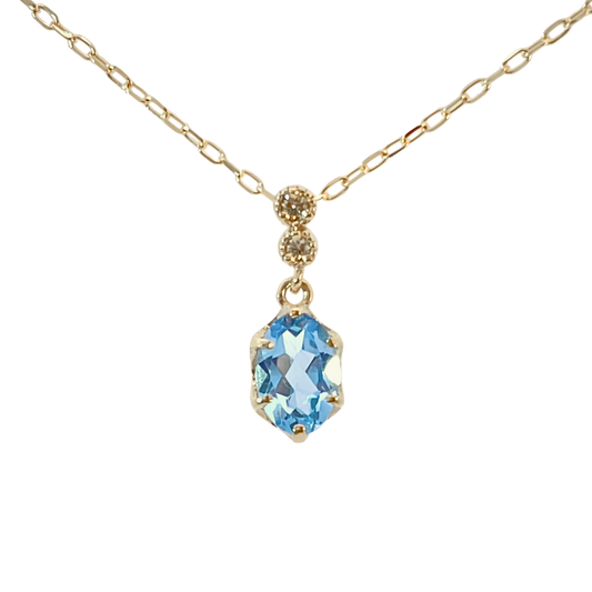 ブルートパーズ×ダイヤモンド0.01ct ネックレス K10YG