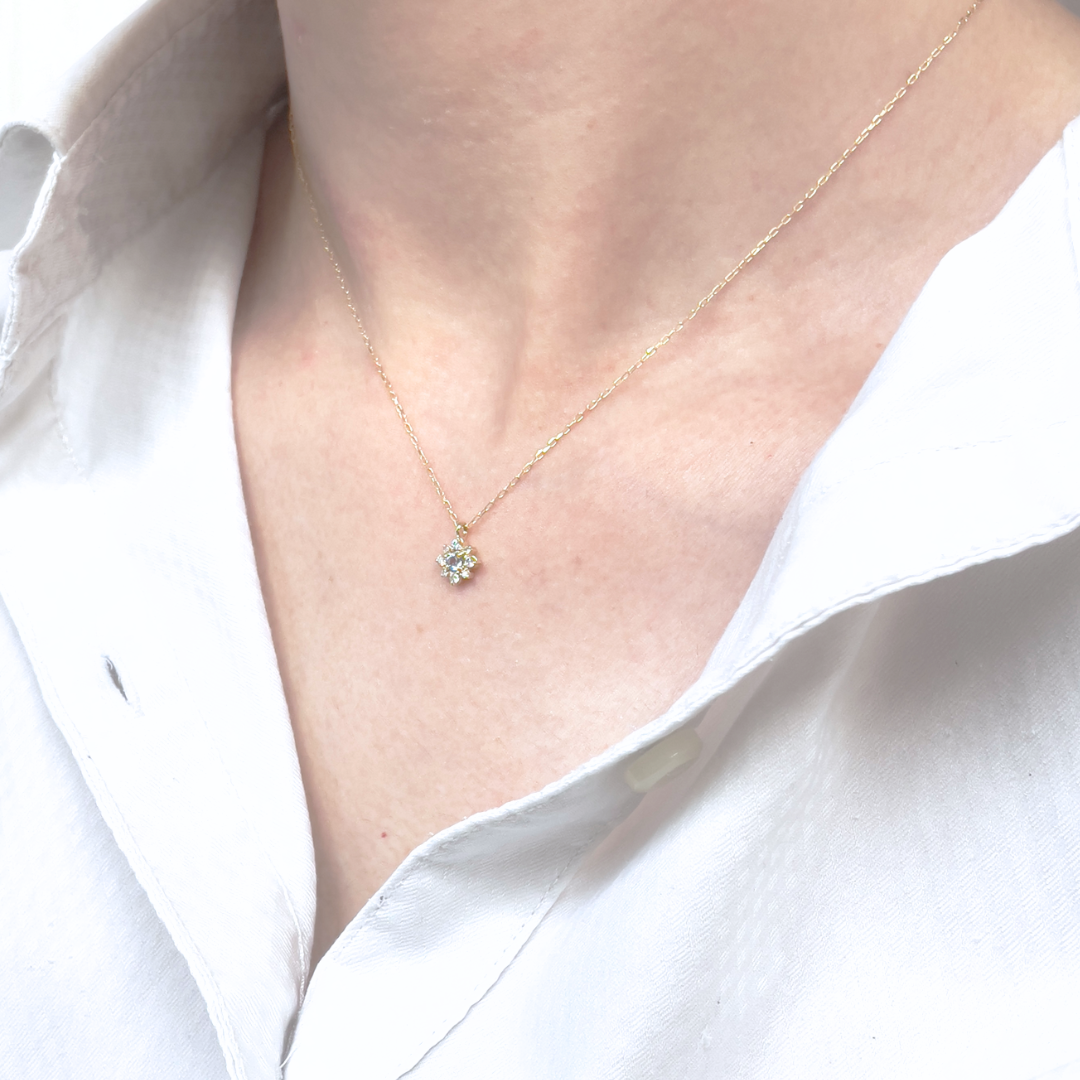 ブルートパーズ×ダイヤモンド0.07ct ネックレス K18YG