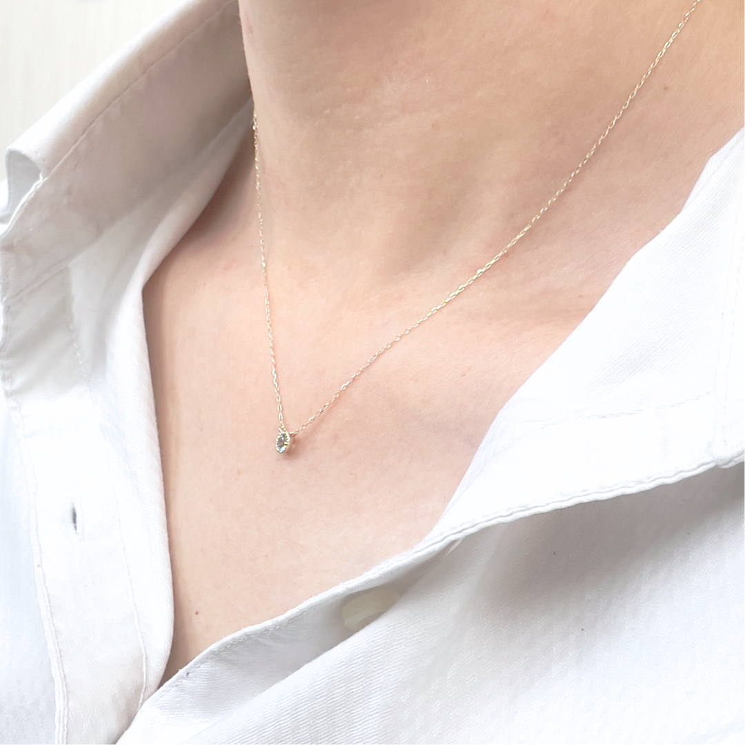 ブルートパーズ ミルグレインネックレス K10YG