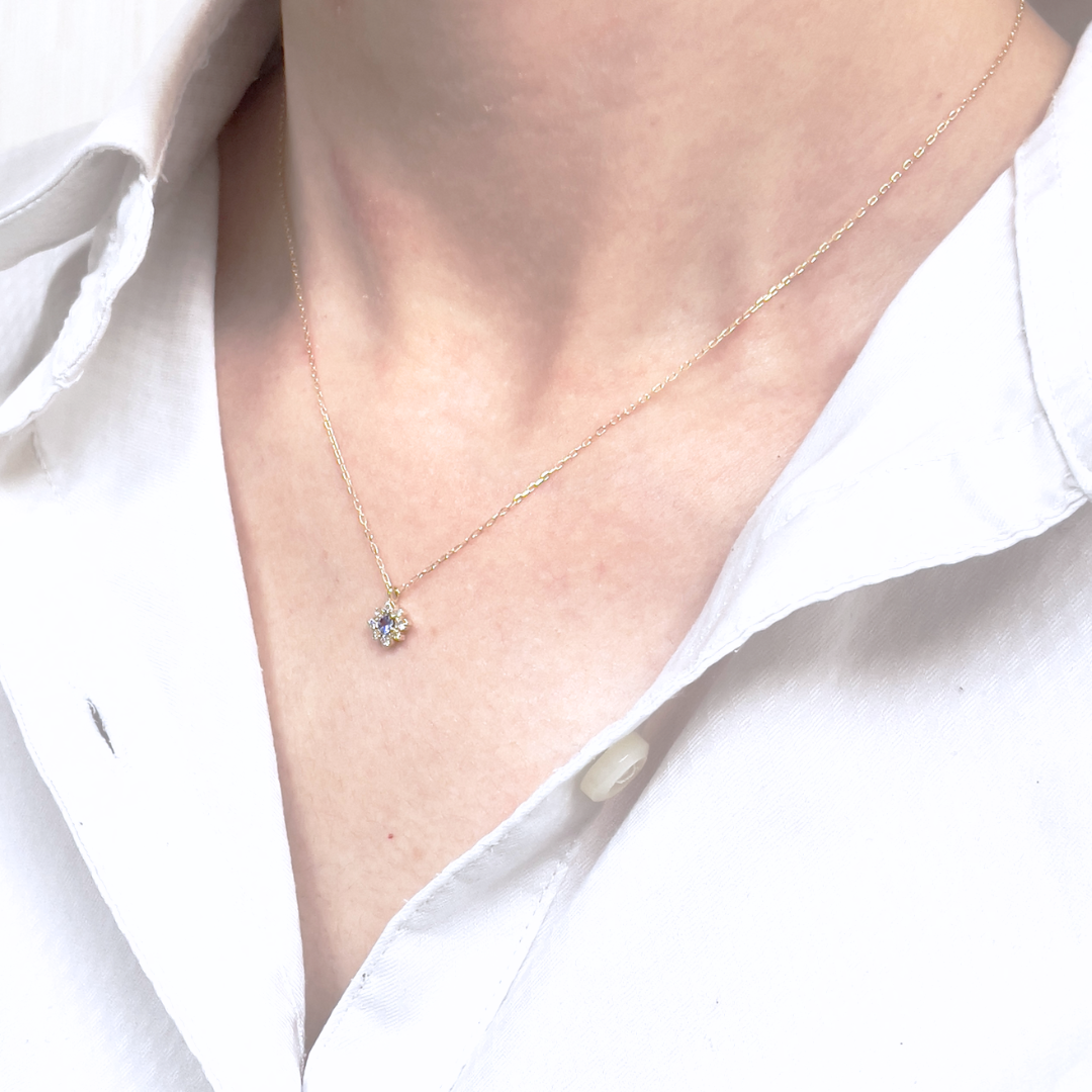 タンザナイト×ダイヤモンド0.07ct ネックレス K18YG