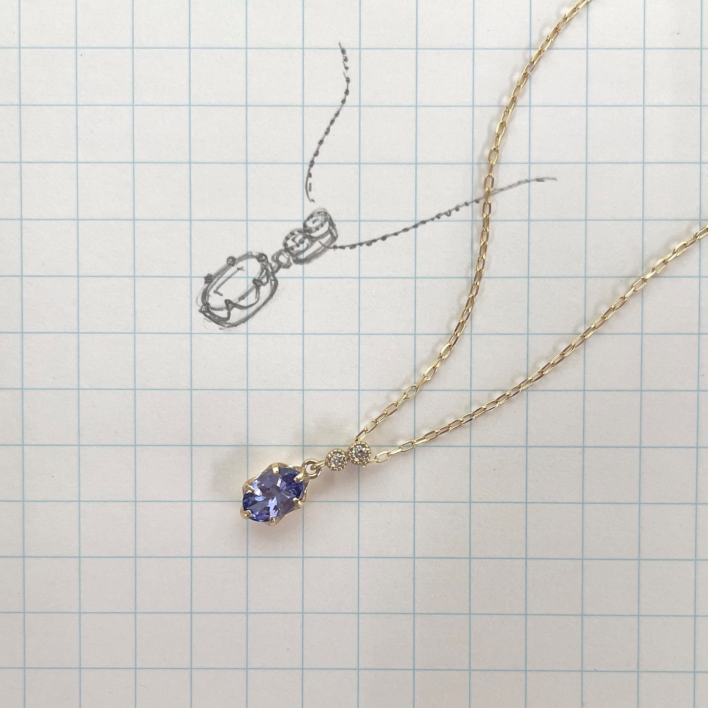 タンザナイト×ダイヤモンド0.01ct ネックレス K10YG