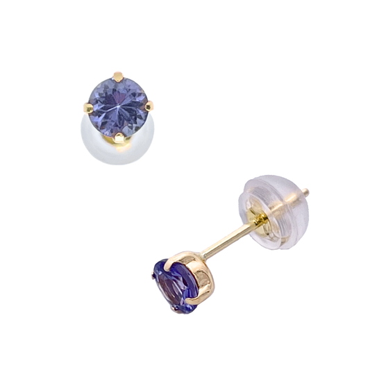 タンザナイト 　ラウンドカット　スタッドピアス　 K18YG