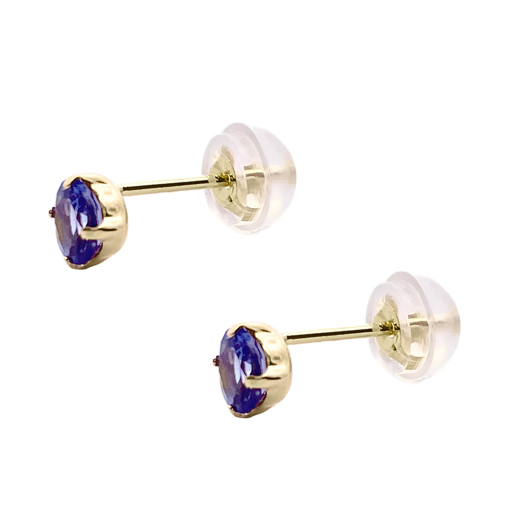 タンザナイト 　ラウンドカット　スタッドピアス　 K18YG