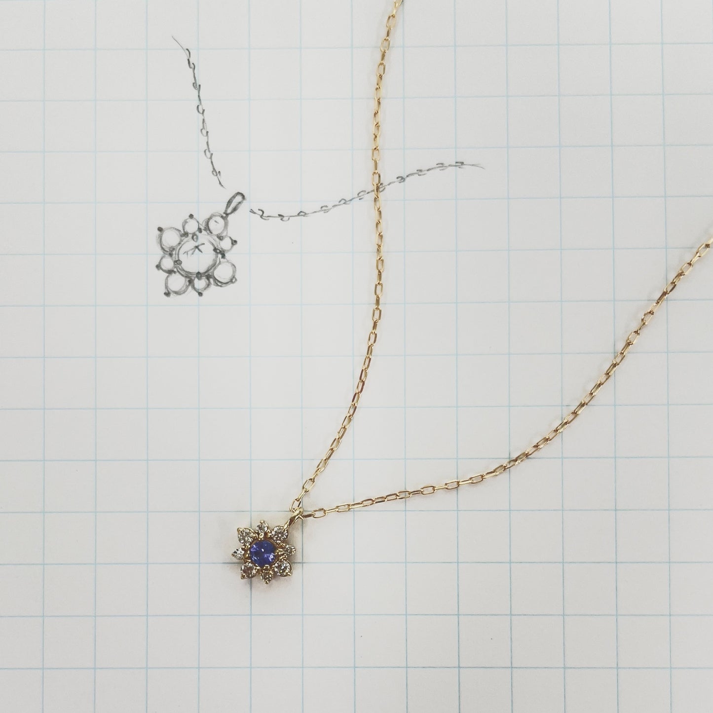 タンザナイト×ダイヤモンド0.07ct ネックレス K18YG