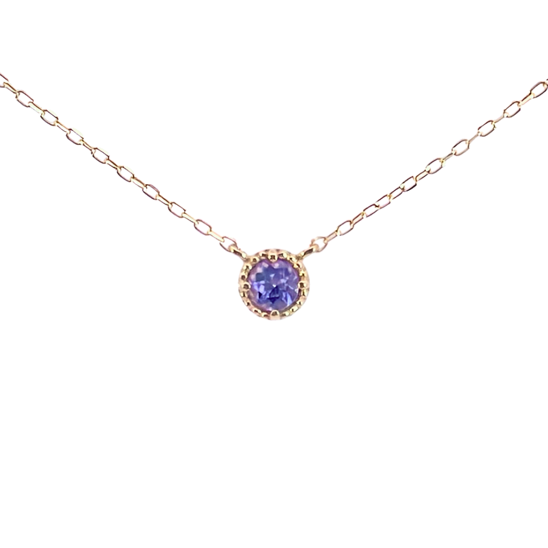 タンザナイト ミルグレインネックレス K10YG