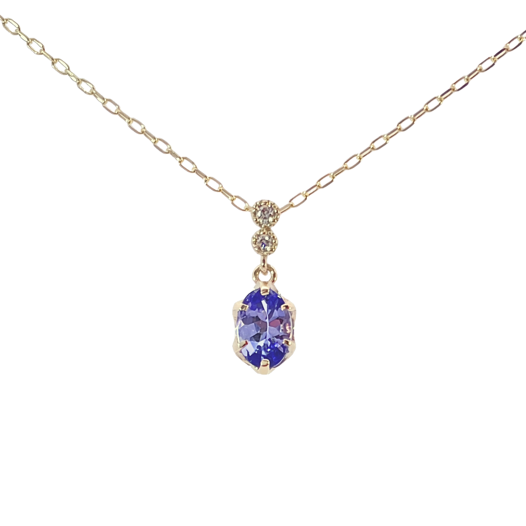 タンザナイト×ダイヤモンド0.01ct ネックレス K10YG